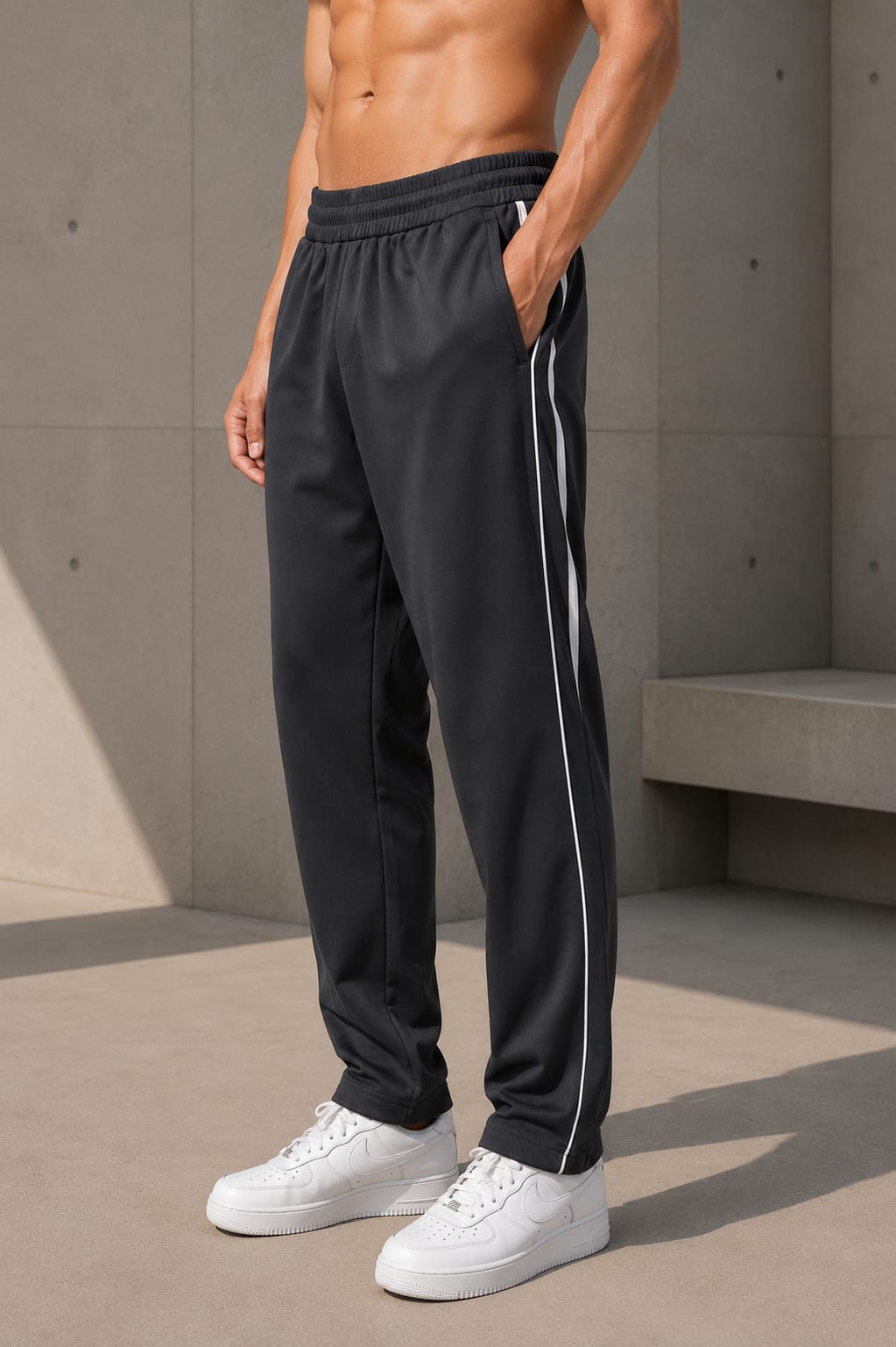 Men's Contrast Piping Track Pants