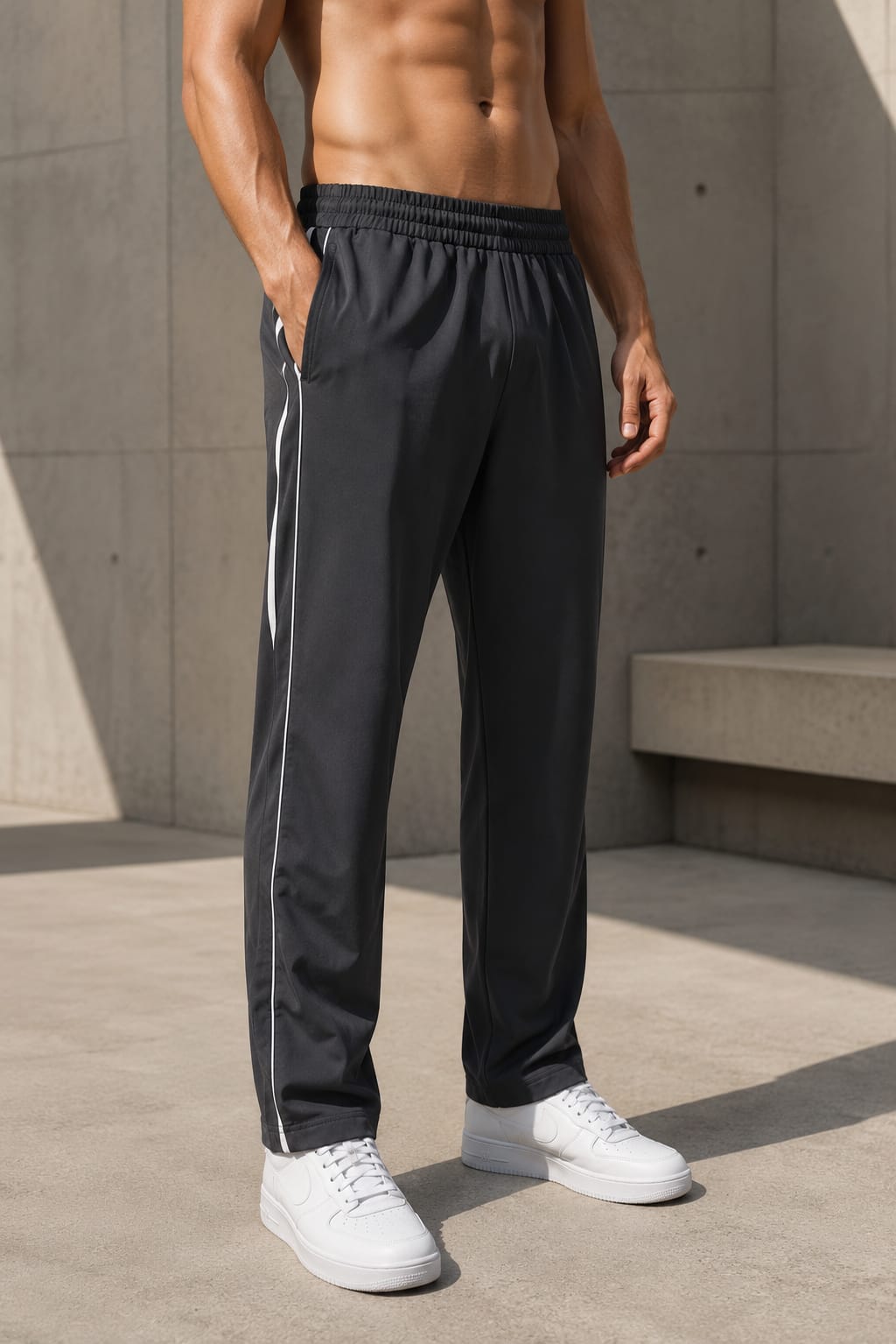 Men's Contrast Piping Track Pants