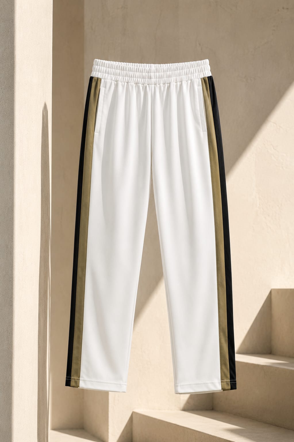 Men's Premium White Contrast Side Panel Track Pants