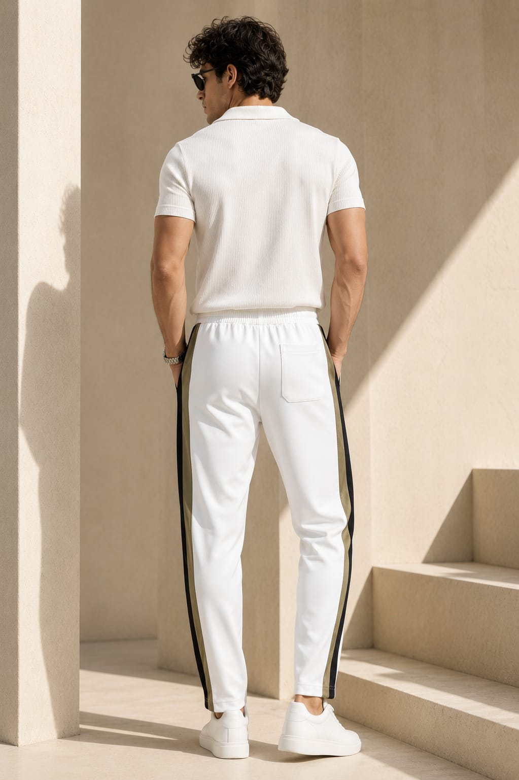 Men's Premium White Contrast Side Panel Track Pants
