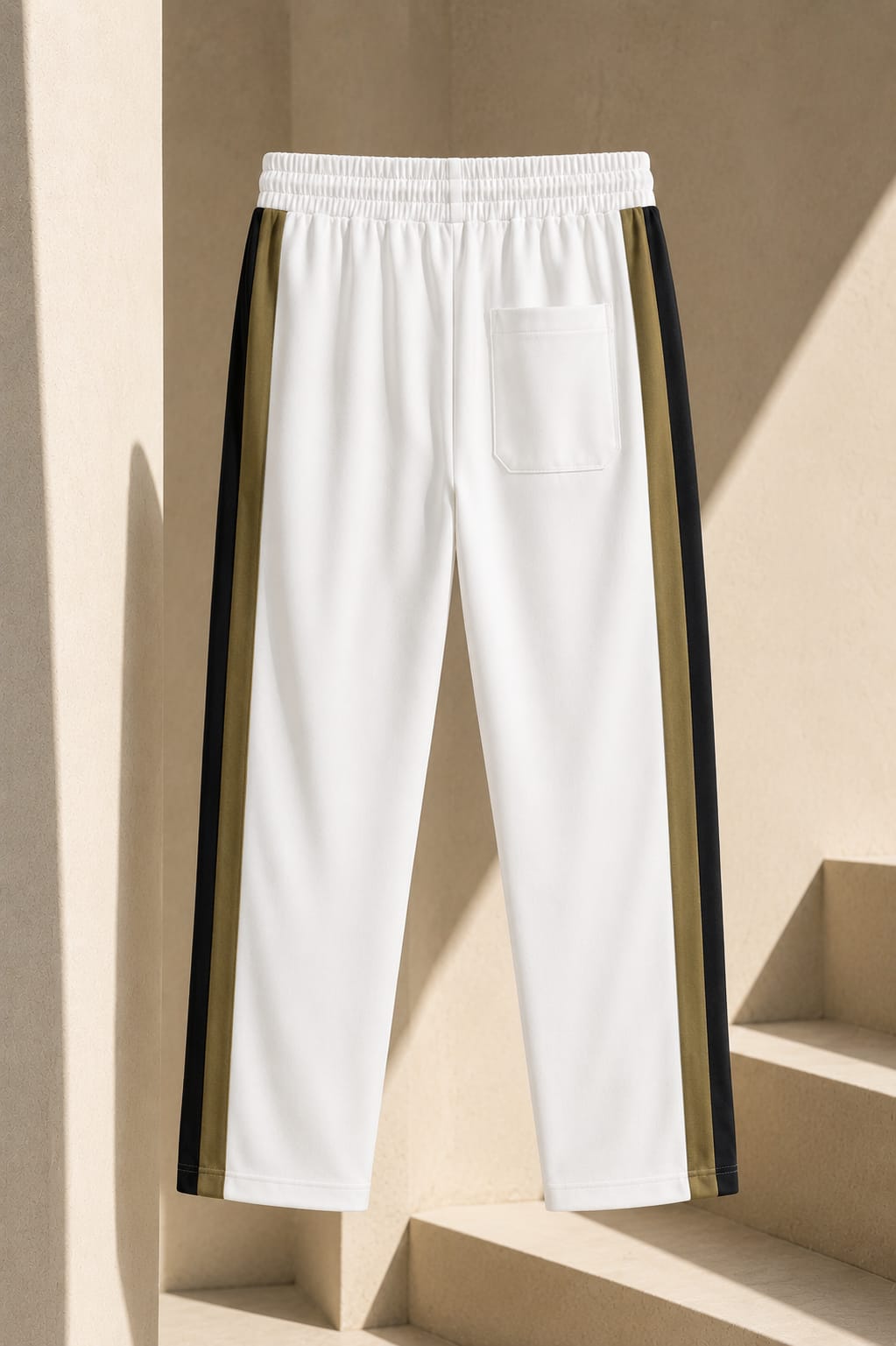 Men's Premium White Contrast Side Panel Track Pants
