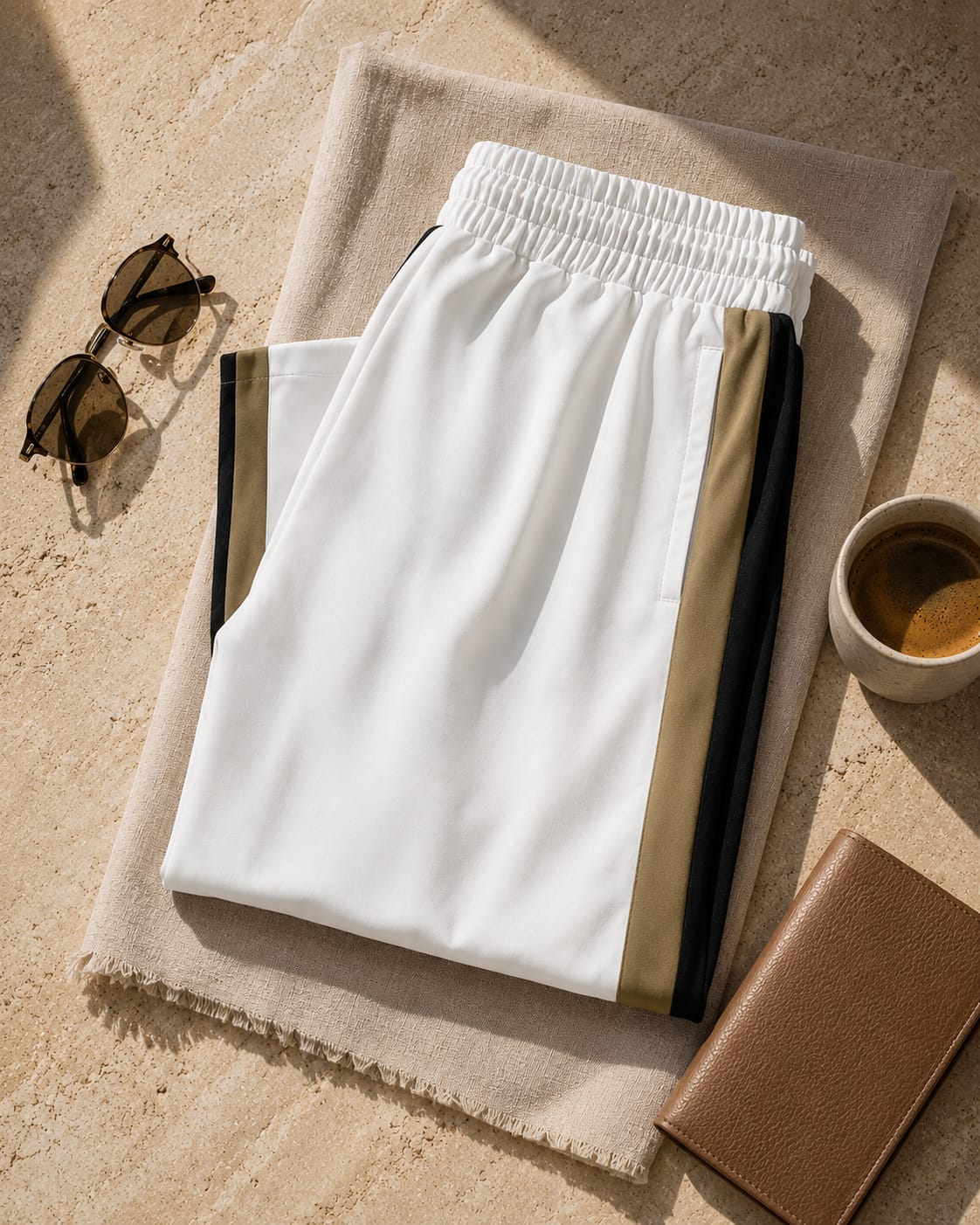 Men's Premium White Contrast Side Panel Track Pants