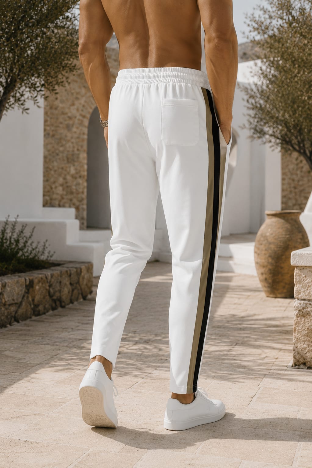 Men's Premium White Contrast Side Panel Track Pants