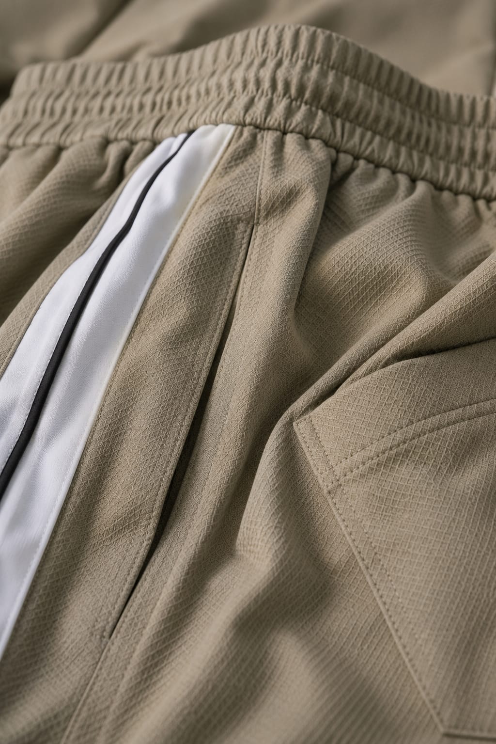Men's Premium Beige Contrast Side Stripe Track Pants