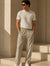 Men's Premium Beige Contrast Side Stripe Track Pants