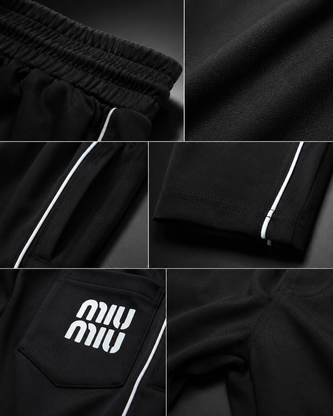 Men's Black Slim Fit Track Pants with White Side Piping