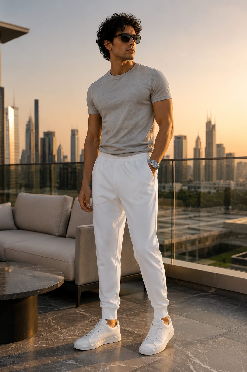 Men's Solid White Slim Fit Jogger Track Pants