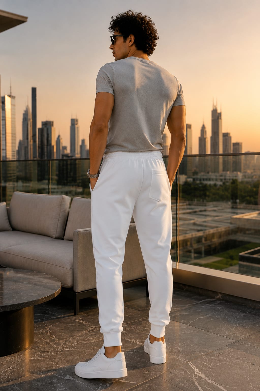 Men's Solid White Slim Fit Jogger Track Pants