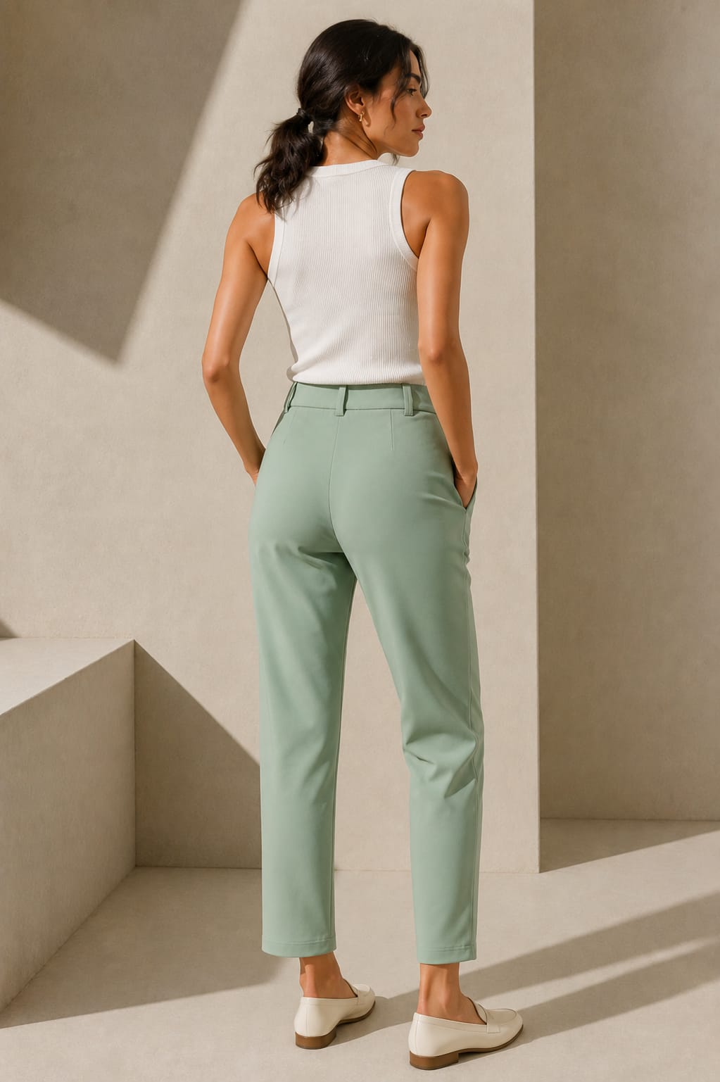Women's High-Waist Slim Fit Ankle-Length Formal Trousers