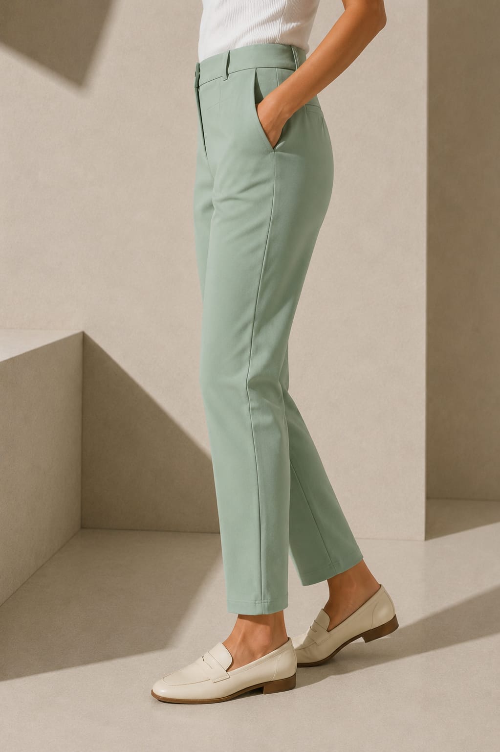 Women's High-Waist Slim Fit Ankle-Length Formal Trousers